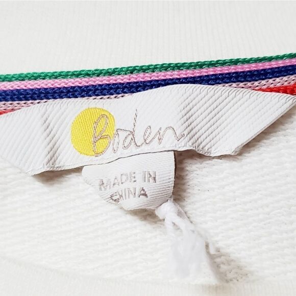 BODEN Ramona Sweatshirt Dress Long Sleeve Ivory Navy Blue Polka-dot 100% Cotton - Picture 10 of 12